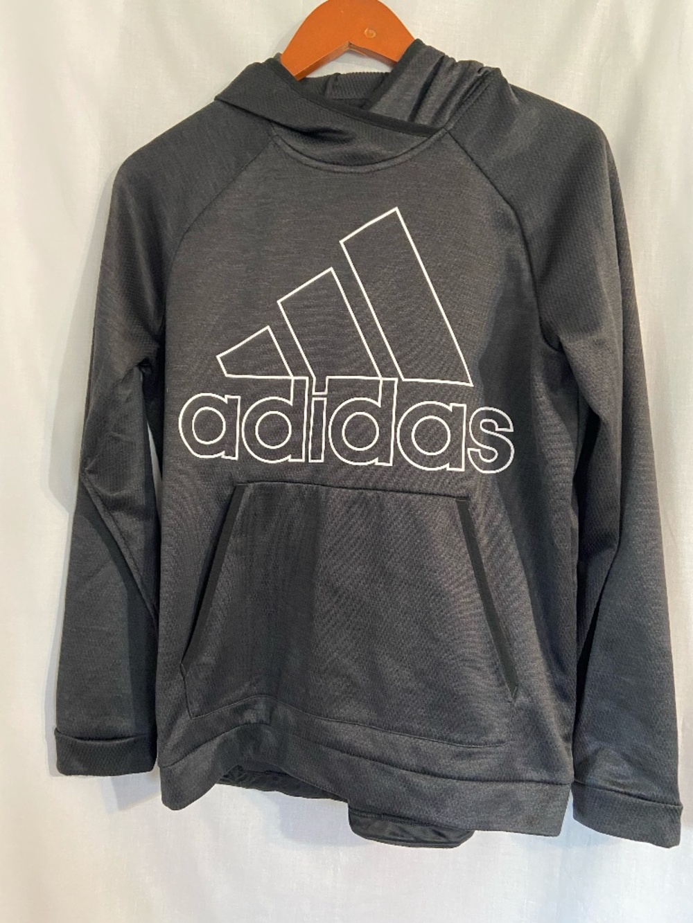 Adidas Hoodie Women's Medium Charcoal Black White Logo Textured